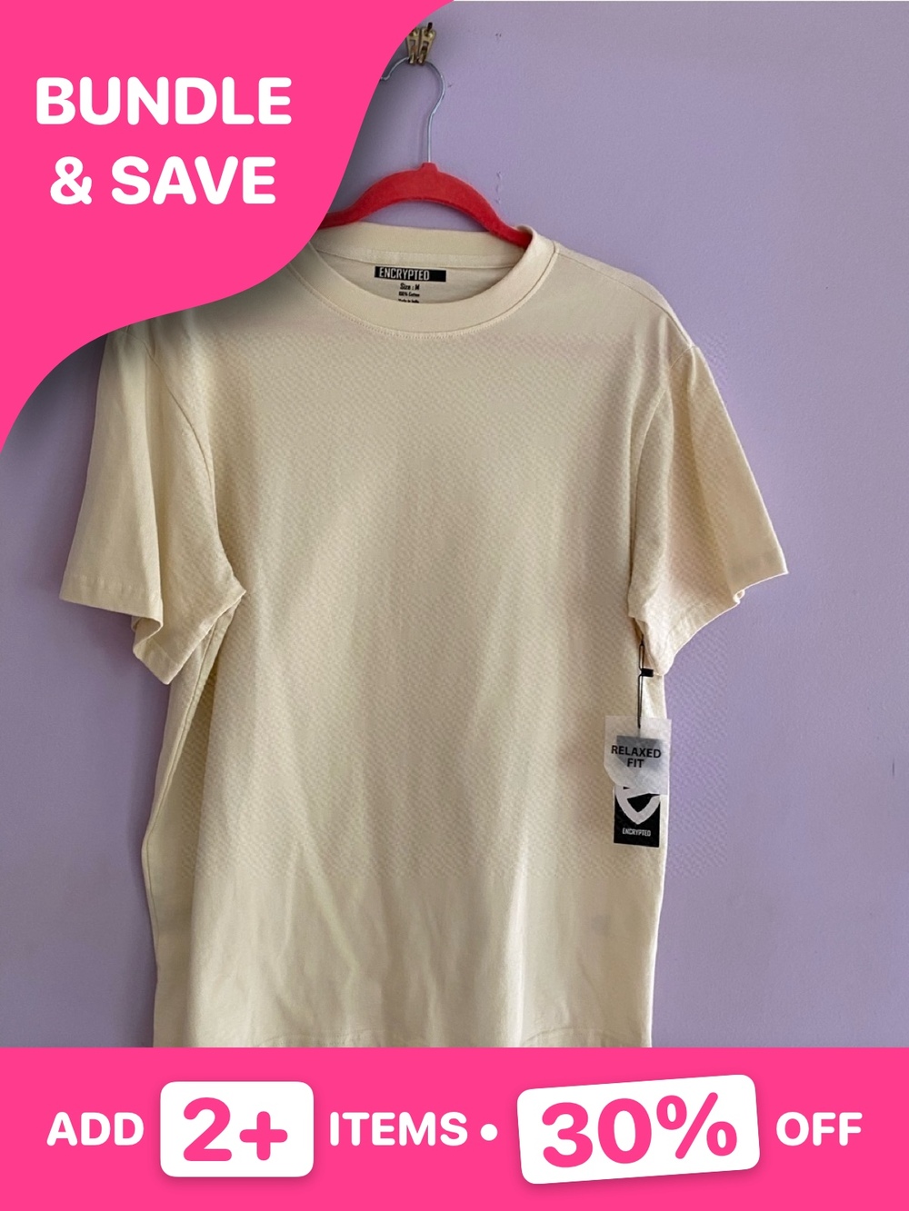 NWT Encrypted Relaxed Crewneck T-Shirt Cream M